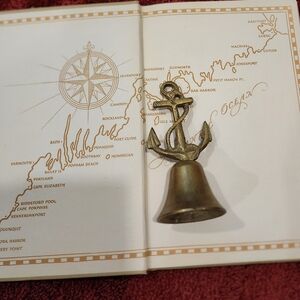 Brass Anchor Bell And Maine Coast Book